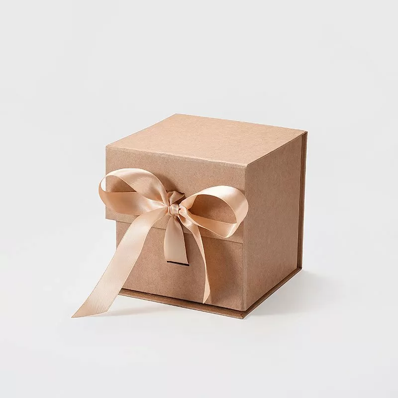 Lot de 12 coffrets cadeaux de présentation en forme de rectangle, montage  facile, boîte en kraft blanc et marron avec couvercle transparent et ruban  satiné -  France