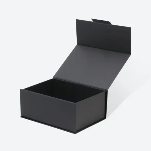 Boîte-cadeau rigide de luxe recyclable sans aimants A5 noir profond
