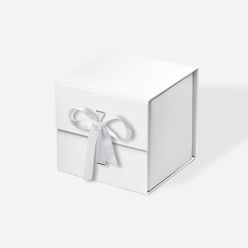 A6 Cube White Magnetic Gift Box with Ribbon - Geotobox