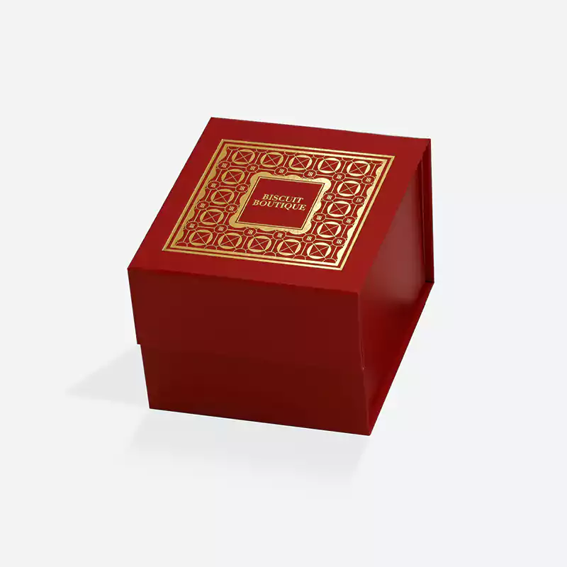 Small Cube Kraft Magnetic Gift Box with Ribbon - Geotobox