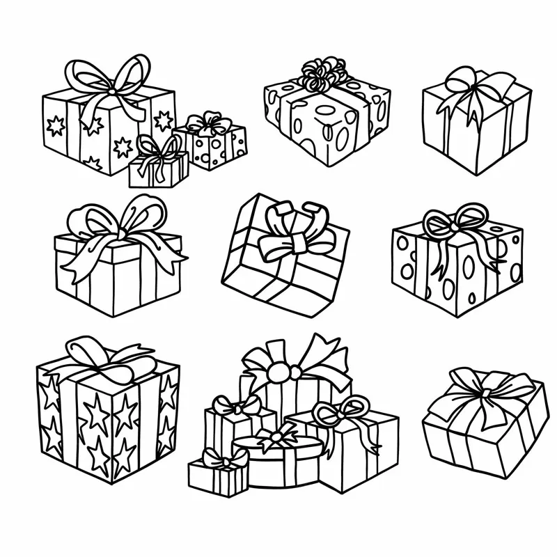 Gift Box for Christmas, Birthday or Holiday, Continuous One Art Line Drawing.  Present Box, Wrapped Package with Ribbon Stock Vector - Illustration of  birthday, sketch: 253677858
