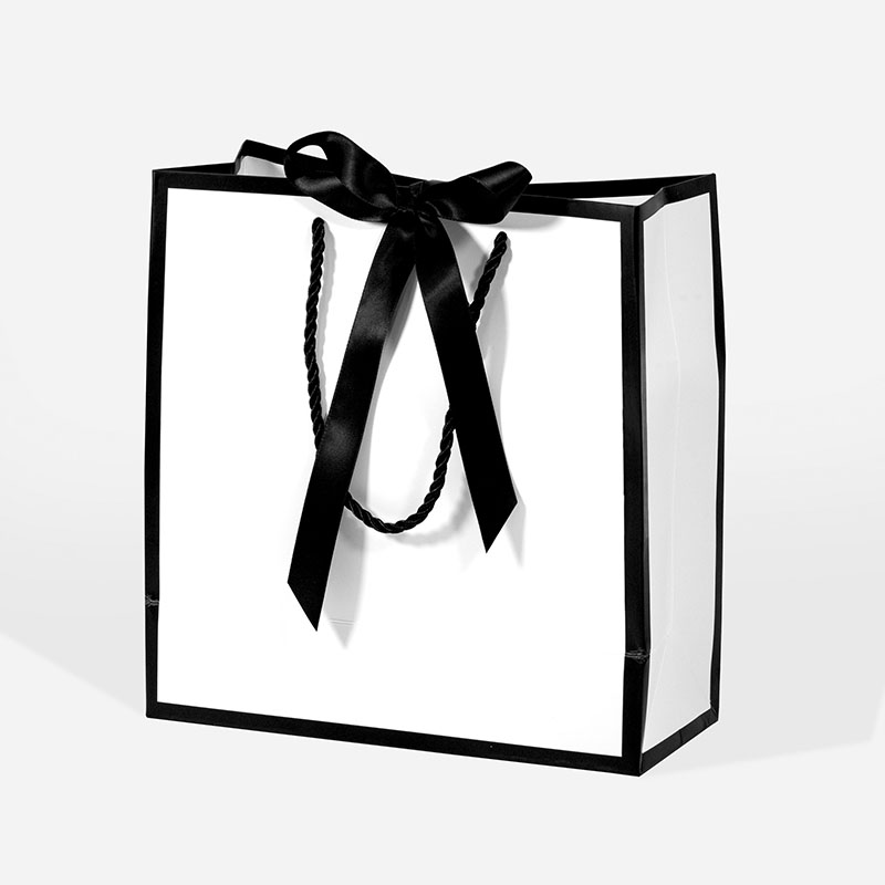 A5 White Paper Gift Bag with Black Border - Geotobox