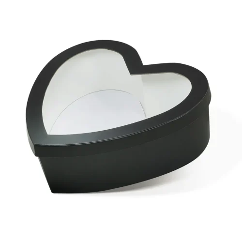 Black Big Heart Shaped Gift Box with Window