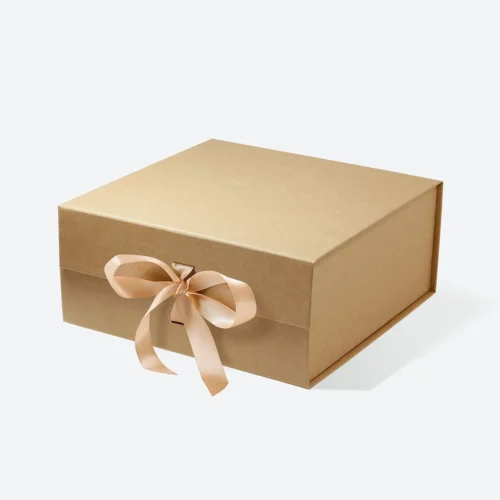 C5 Square Kraft Magnetic Gift Box with Ribbon