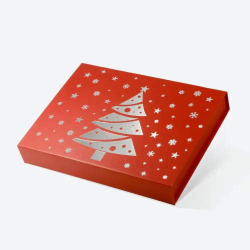 Medium Shallow Red Magnetic Closure Christmas Gift Box