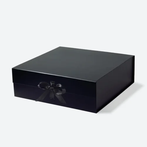 MA Square Black Magnetic Gift Box with Ribbon