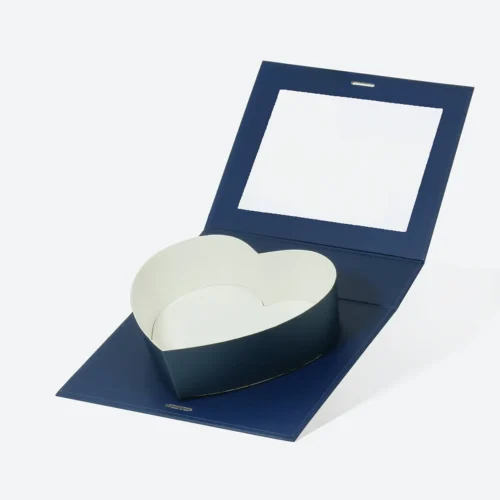 Navy Blue Single Heart Shaped Gift Box with Clear Window