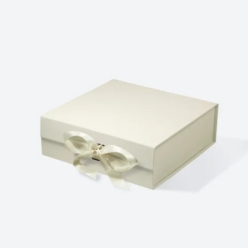 A5 Square Ivory Magnetic Gift Box with Ribbon