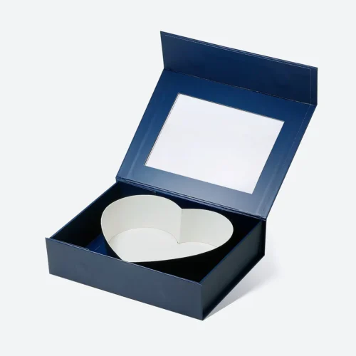 F1 Navy Blue Magnetic Closure Heart Shaped Gift Box