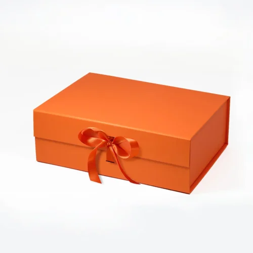 Medium Orange Magnetic Gift Box with Ribbon