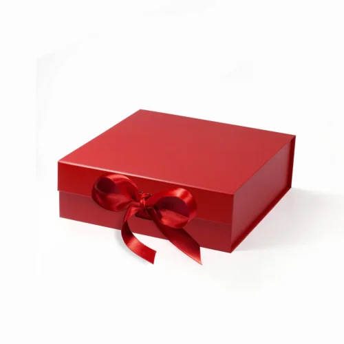 A5 Square Red Magnetic Gift Box with Ribbon